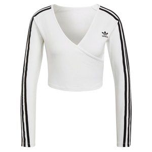 Adidas Adicolor Classics Cropped Long Sleeve Wrap Top - White - Medium - NWT